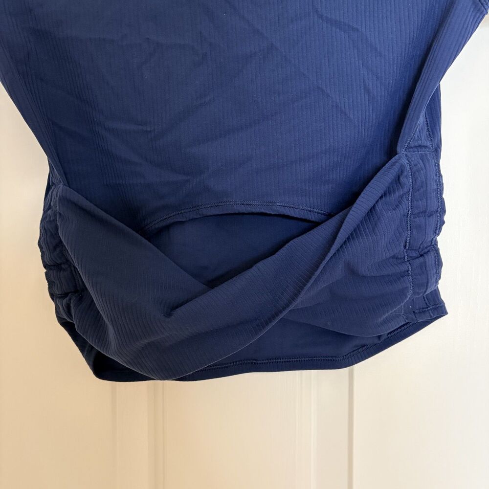 Lululemon All It Takes Back-Twist Ribbed Short-Sleeve Shirt in Club Blue EUC - Picture 4 of 6